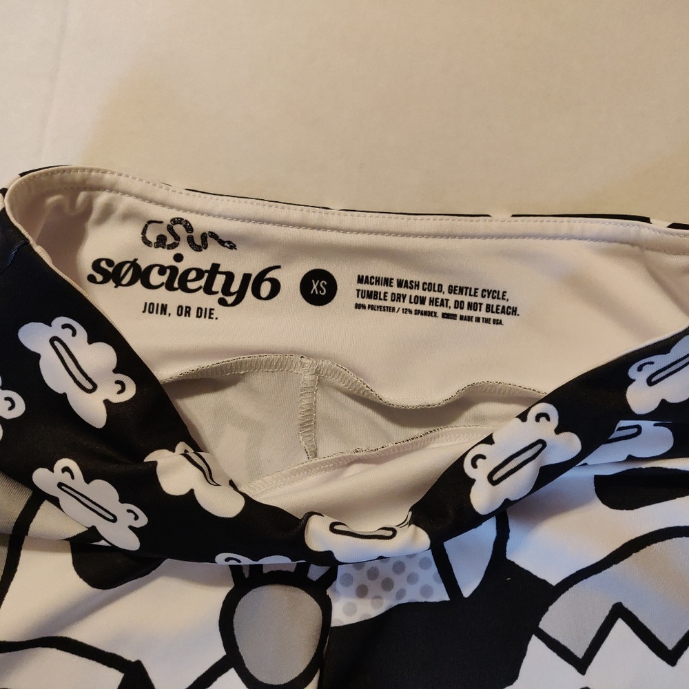 Society6 Women Fun Print Black /White Leggings, XS - Picture 6 of 8